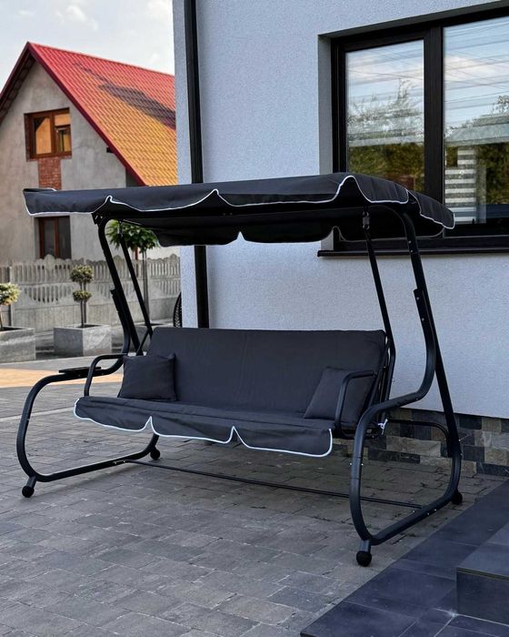 Садова гойдалка розкладна 3-х місна до 270кг Качеля з нахилом дашка