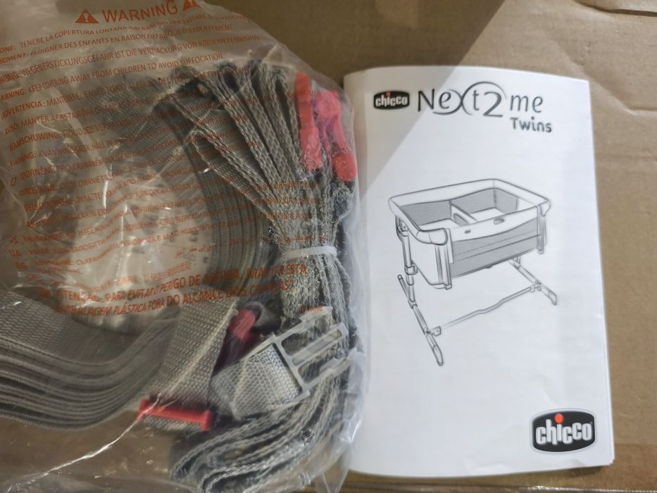 Chicco, Next2Me Twins, łóżeczko dostawne dla bliźniąt, magnet grey