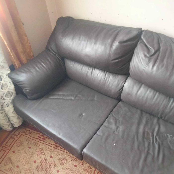 Sofá/cama em couro mais duas arcas (para desocupar)