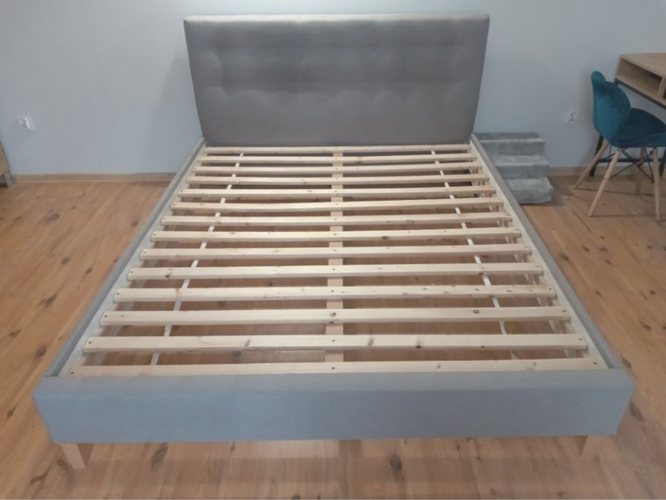 Łóżko stelaż szare 160 x 200 cm
