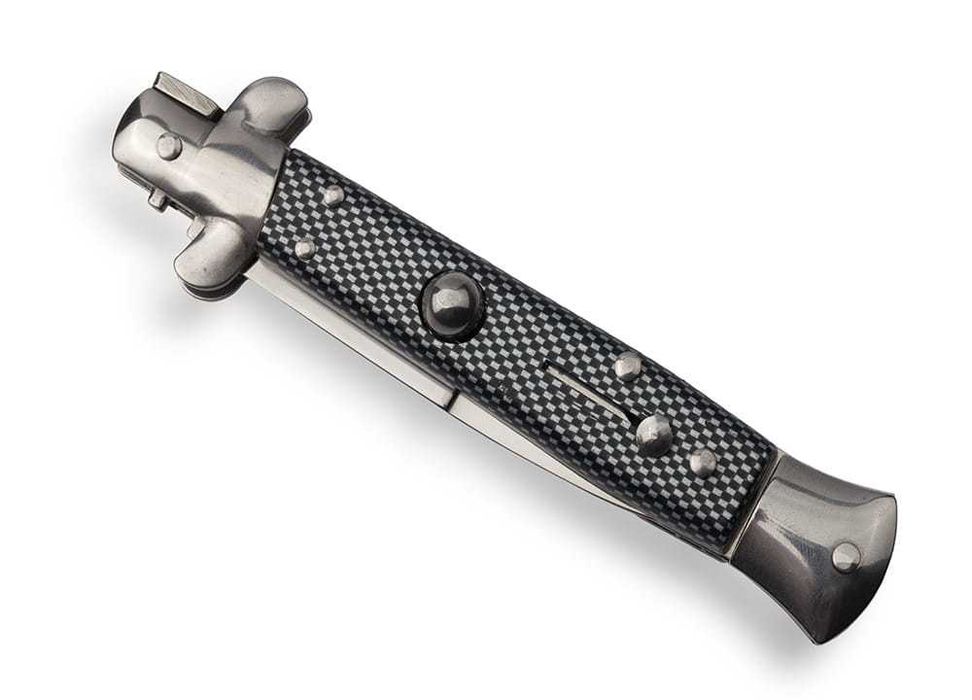 Nóż sprężynowy Italy N-530 carbon – sycylijka, stal 440, frame lock