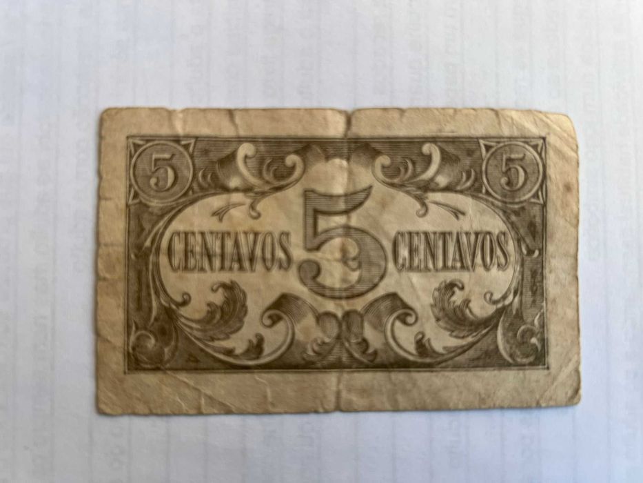 Nota 5 Centavos 1918 Casa da Moeda