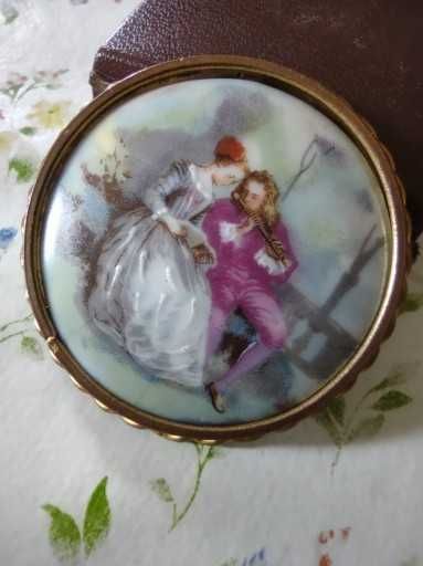 Piękna stara broszka porcelana Limoges
