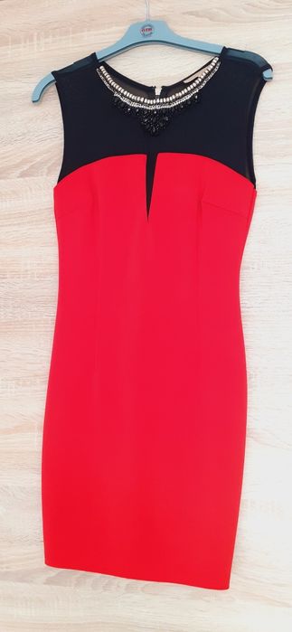 Czerwona sukienka mini S/M, elegancka sukienka wieczorowa, ołówkowa