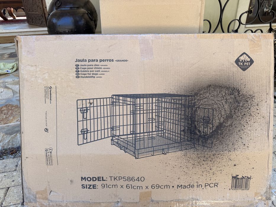 Jaula TK-Pet Grande para Cães 91x61x69 cm – Nova na Caixa