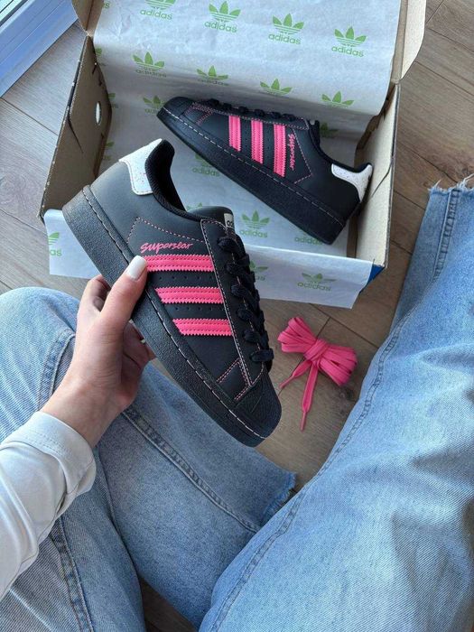 !!WOW!! Adidas Superstar Black Pink Thread | 36 37 38 39 40 41