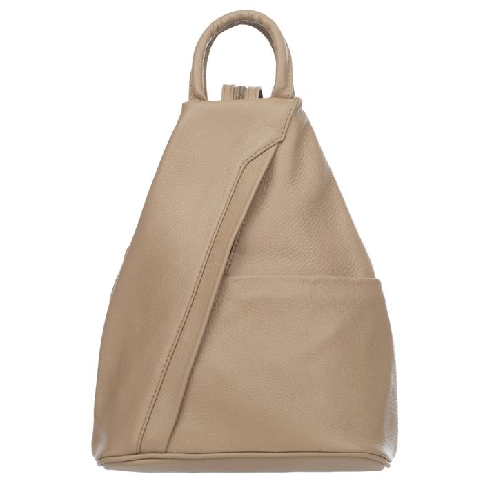 VERA PELLE plecak damski skórzany elegancki trójkątny V509 beżowy