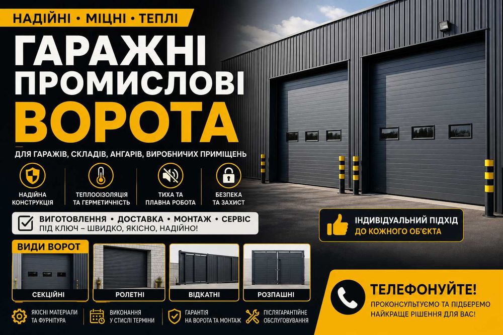 Гаражні та промислові секційні ворота | Автоматика | Монтаж