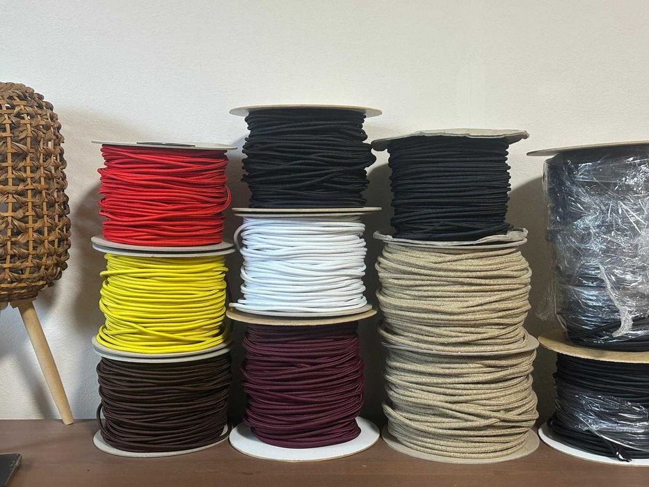 Czarny przewód w oplocie ozdobnym – dekoracyjny kabel 2x0,75 mm2