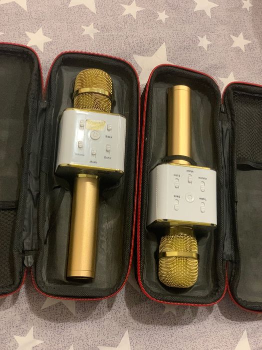 Бездротовий Bluetooth мікрофон караоке Star Voice Q7 золотий