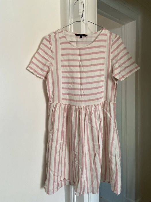 Vestido Vero Moda rosa algodao H&M listrado listras