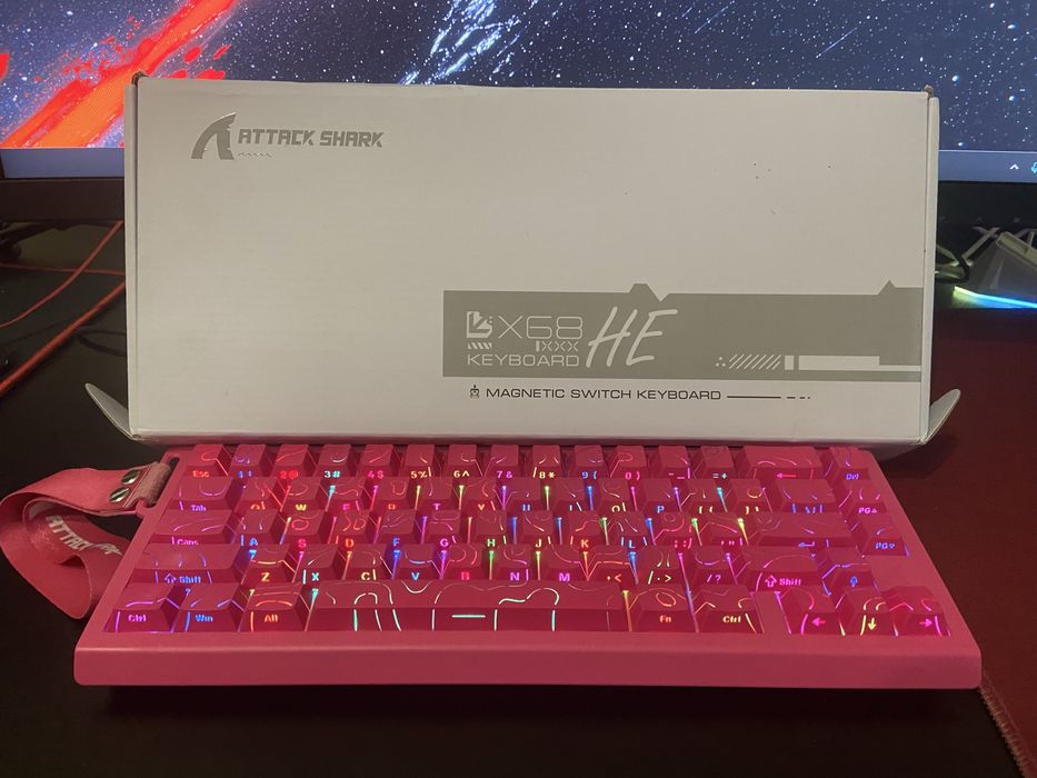 Клавіатура Клавиатура Attack Shark X68 HE Rapid Trigger PINK
