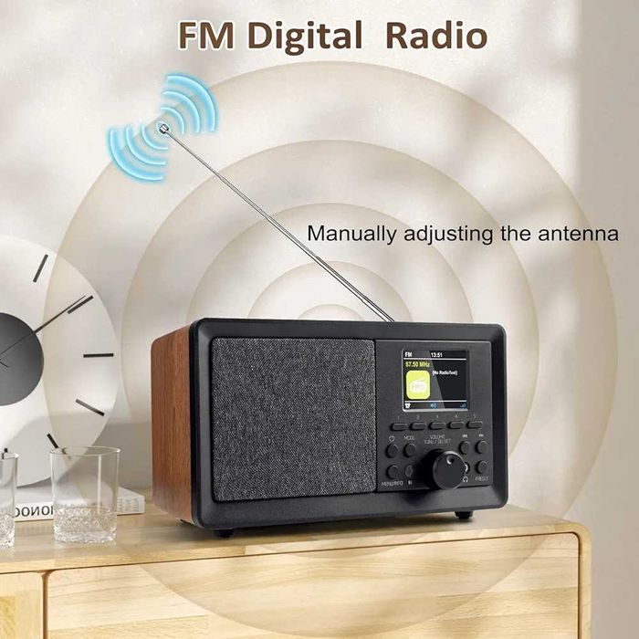 BIAOQINBO DAB Plus radio / DAB+ z Bluetooth FM, radio cyfrowe, retro