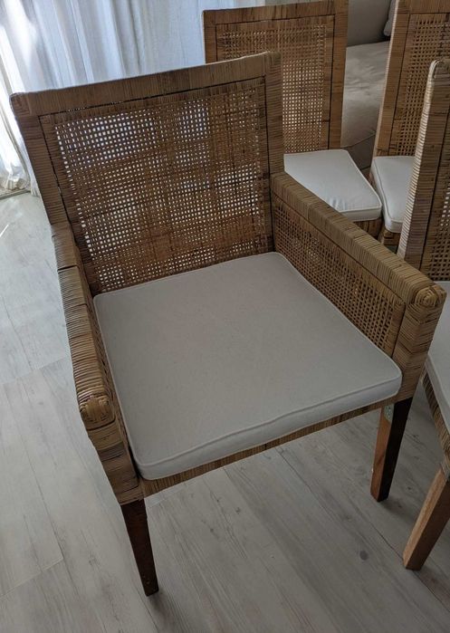 6 Cadeiras de Jantar Kenay em Madeira e Rattan Natural