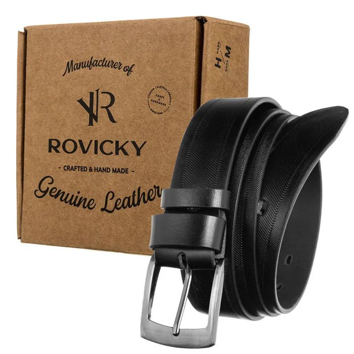 skórzany pasek męski do garnituru klamra - rovicky
