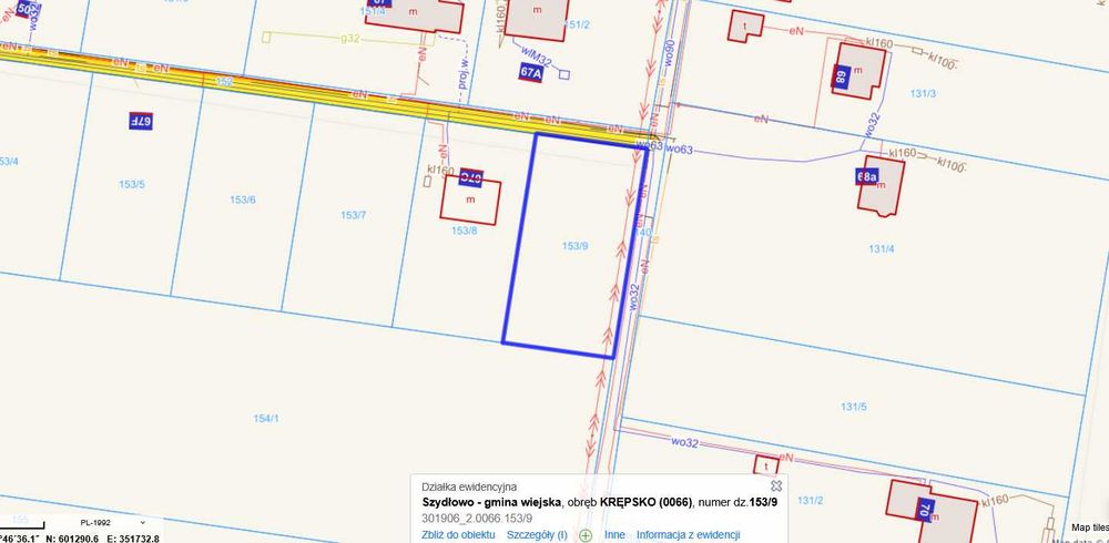 Działka budowlana w Krępsku, Gm. Szydłowo - warunki zabudowy, media