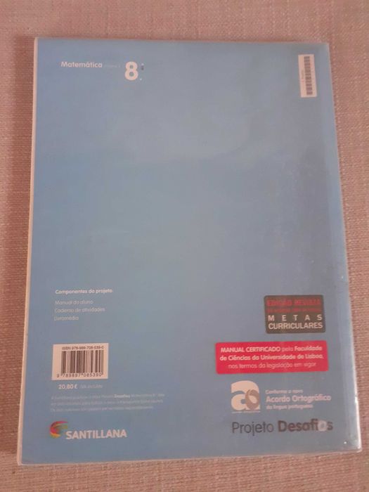 Livro escolar Matemática2-8ºano PROJETO DESAFIOS, PREÇO EM SALDO.(1€).