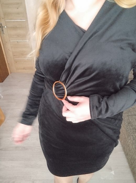 NOWA welurowa sukienka MOON PLUS SIZE 48 – tuszuje brzuch, elegancka