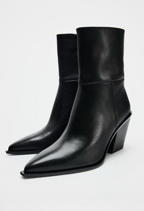 Шкіряні черевики з гострим носком zara new | ботинки 38 р