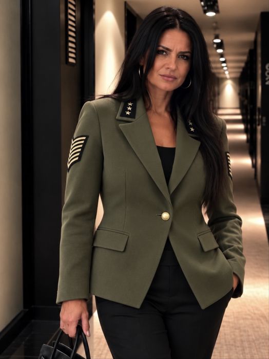 Balmain khaki zakiet militarny damska marynarka
