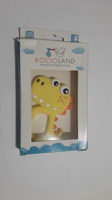 Gryzak silikonowy Dino żółty gryzak dla dzieci gryzaczek dinozaur