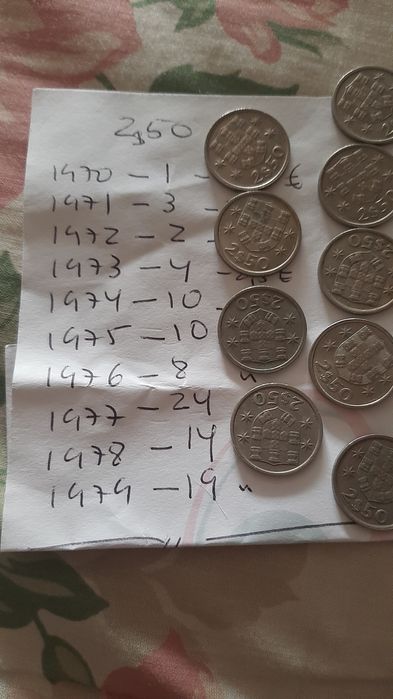 Conjunto de 95 moedas antigas de 2$50