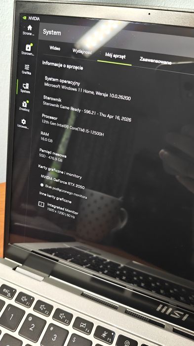 Laptop dla studenta 14 cali z czytnikiem linii papilarnych. RTX 2050 1.49kg