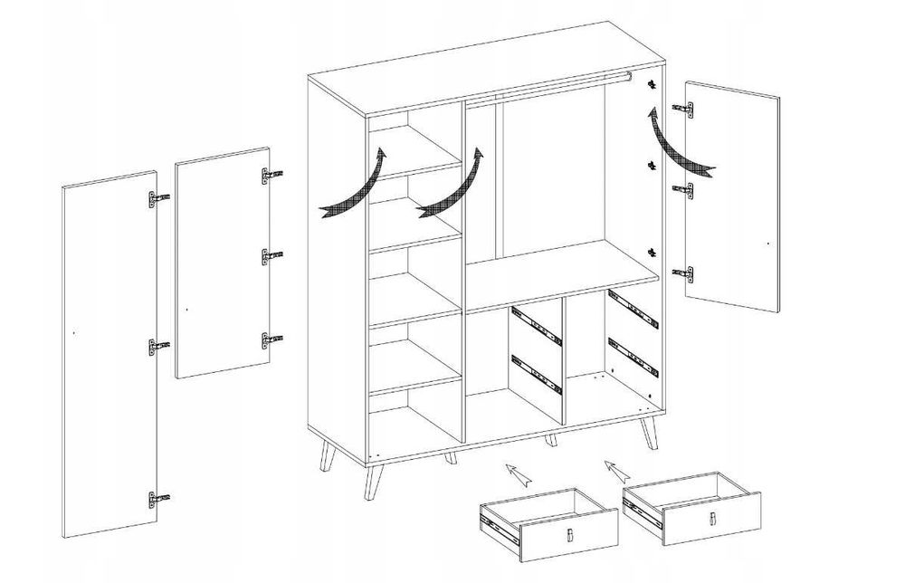 Zestaw mebli dziecięcych NELA biały mat - biurko, szafa, łóżko, komoda