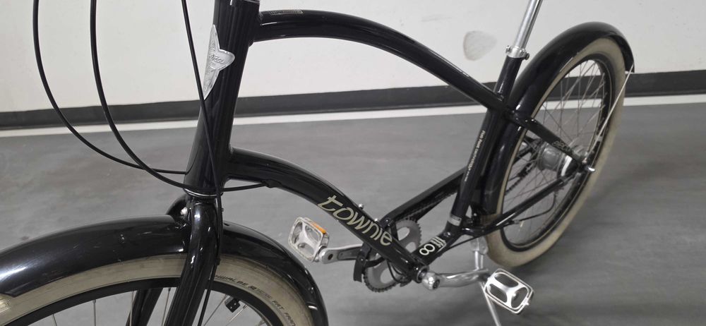 ROWER ELECTRA TOWNIE 8 męski czarny elementy skórzane