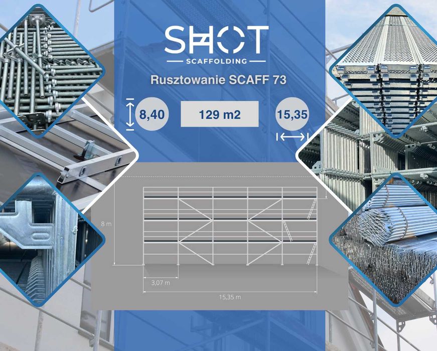 Nowe rusztowanie stal elewacja fasadowe 8x15=129m2 typ Baumann