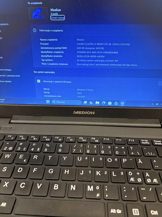 Laptop Medion I3 10gen/4GB/256SSD
