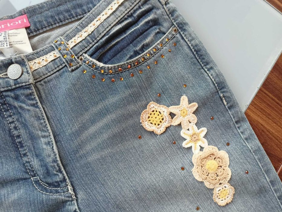 ESCADA cudowne jeansowe dzwony 36 NOWE