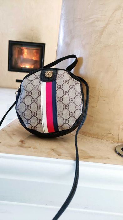 Okrągła Torba Torebka Damska na Ramię z Lampasem - wiosna lato 2025