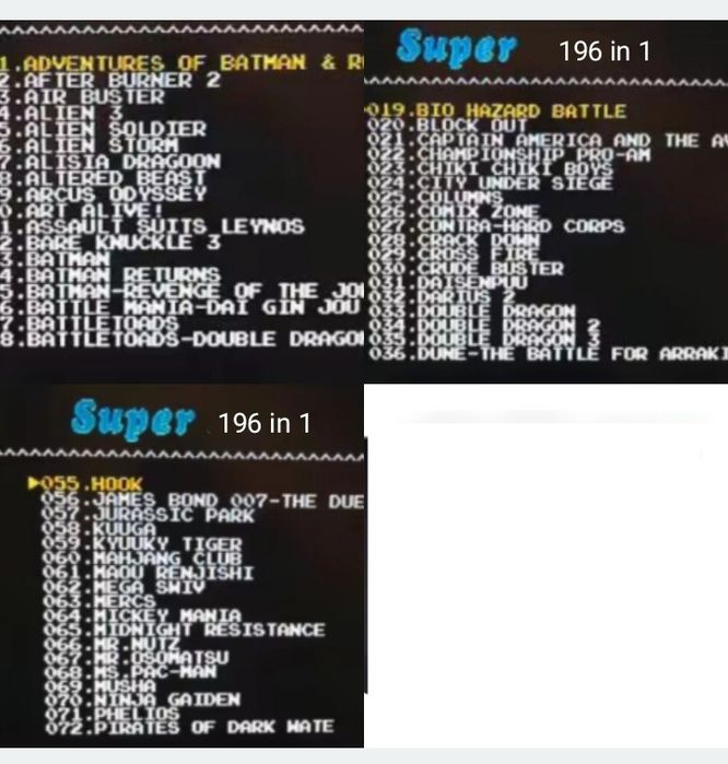196 in 1 Mega Drive megadrive comando, vários títulos europeus e japon