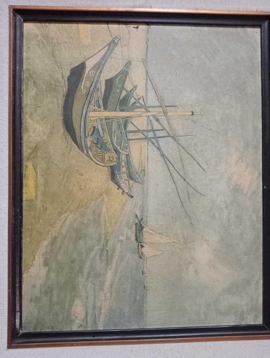 Stary obraz reprodukcja Van Gogh ,, łodzie rybackie ,,