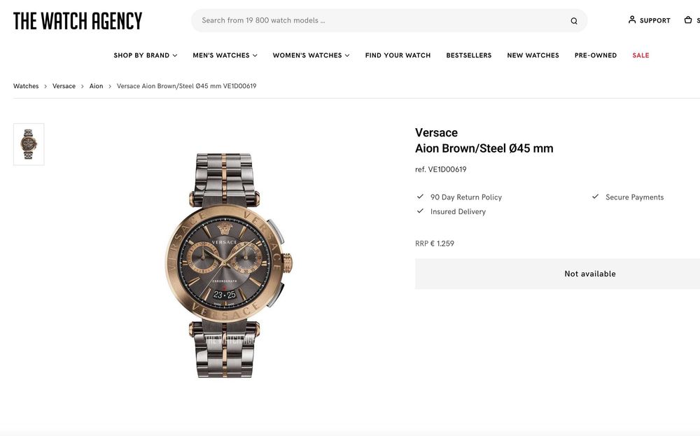 Чоловічий годинник Versace VE1D00619 AION Chronograph 45 mm Swiss made