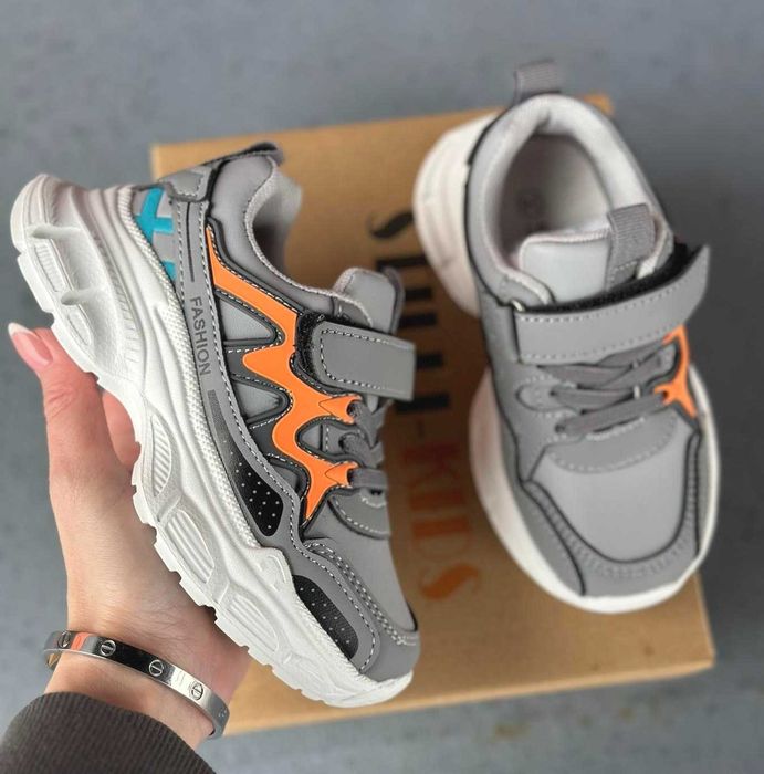 Детские кожаные кроссовки серые для детей натуральная кожа