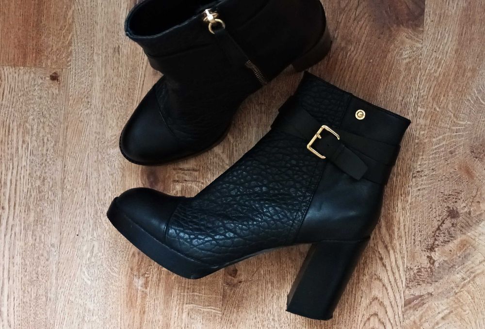 Diesel botki na obcasie i platformie skórzane rozmiar 39