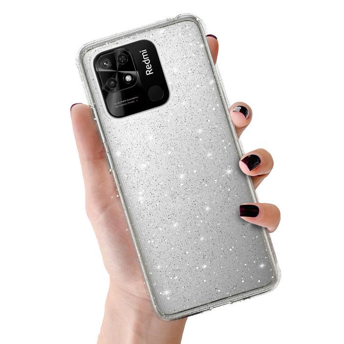 Crystal Glitter Case do Xiaomi Redmi 10C Srebrny