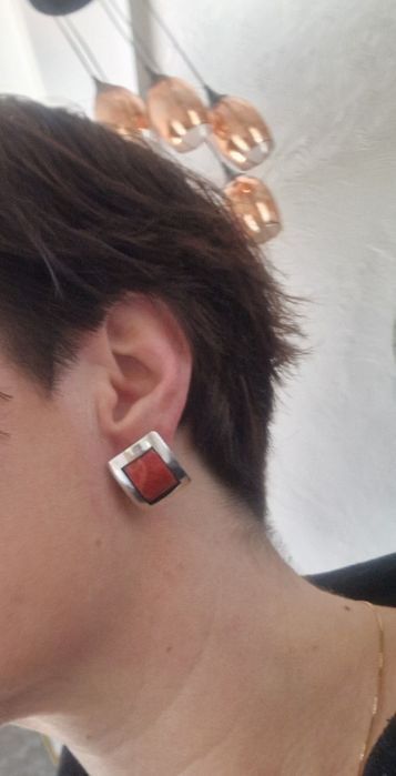 Śliczny komplet z jaspisem czerwonym, duża zawieszka i kolczyki