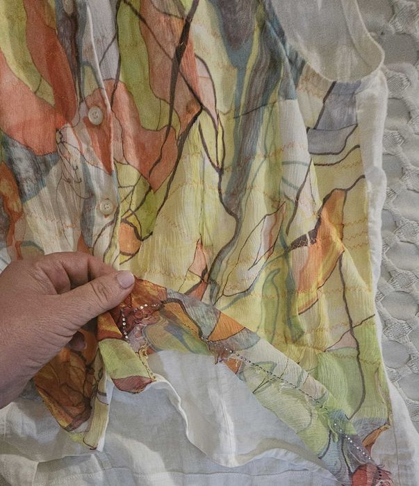 Camisa blusa sem mangas linho e seda