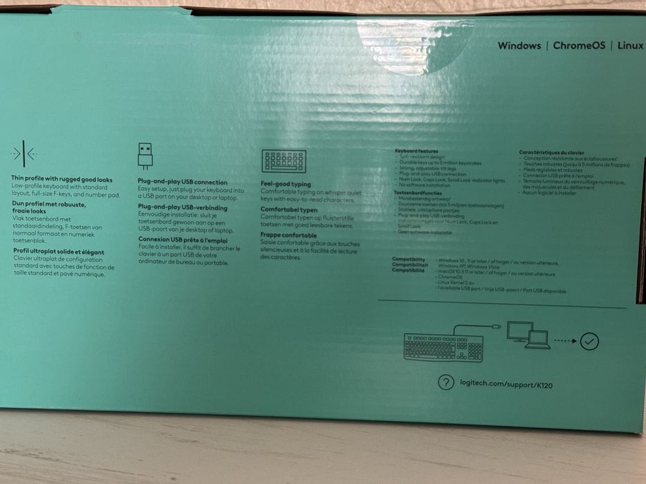 Клавіатура Logitech K120 (USB, дротова) — нова, оригінал.