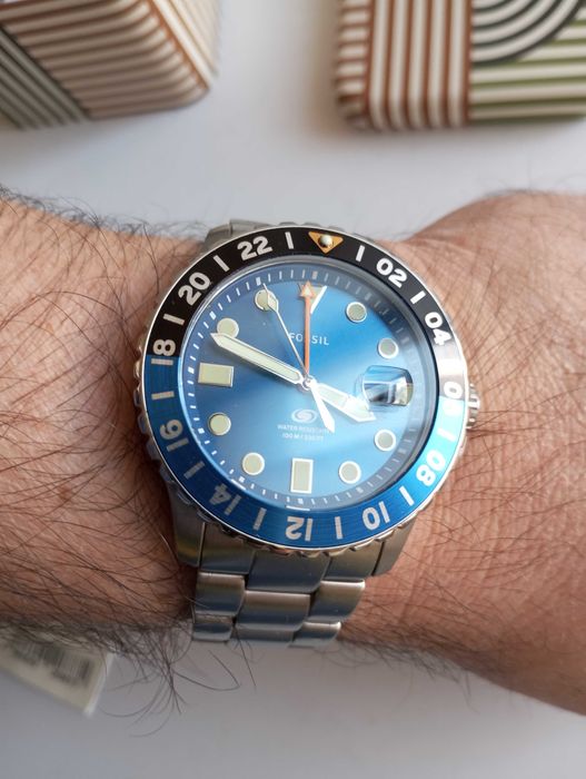 Relógio Fossil GMT FS5991 azul