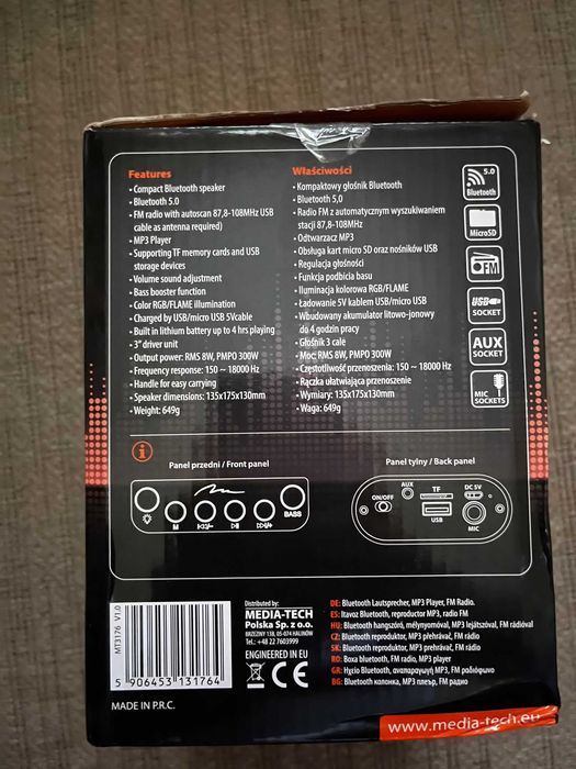 Glosnik Bluetooth, AUX, USB, Karta Micro SD