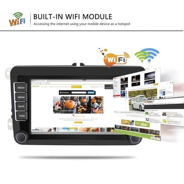 Rádio 2din Volkswagen skoda seat com GPS WiFi RDS Bluetooth NOVO