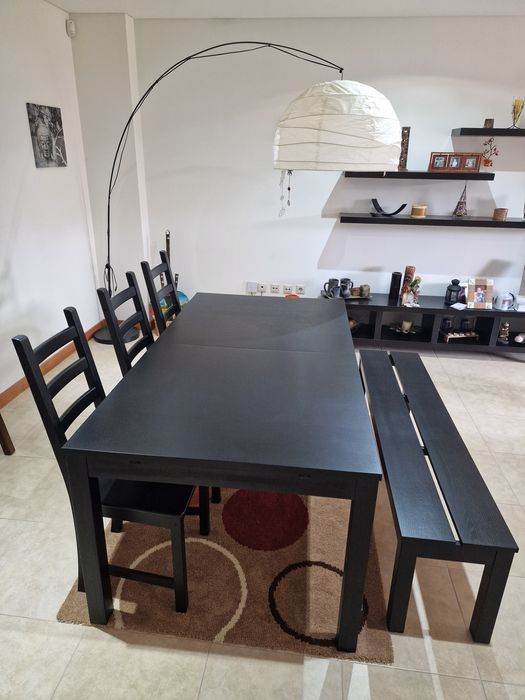Mesa de jantar conjunto cadeiras e banco