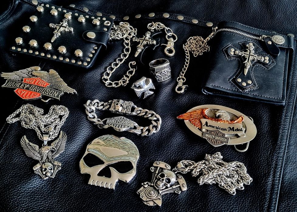 Efektowny sygnet pierścień Motörhead motocyklowy Harley chopper krzyż