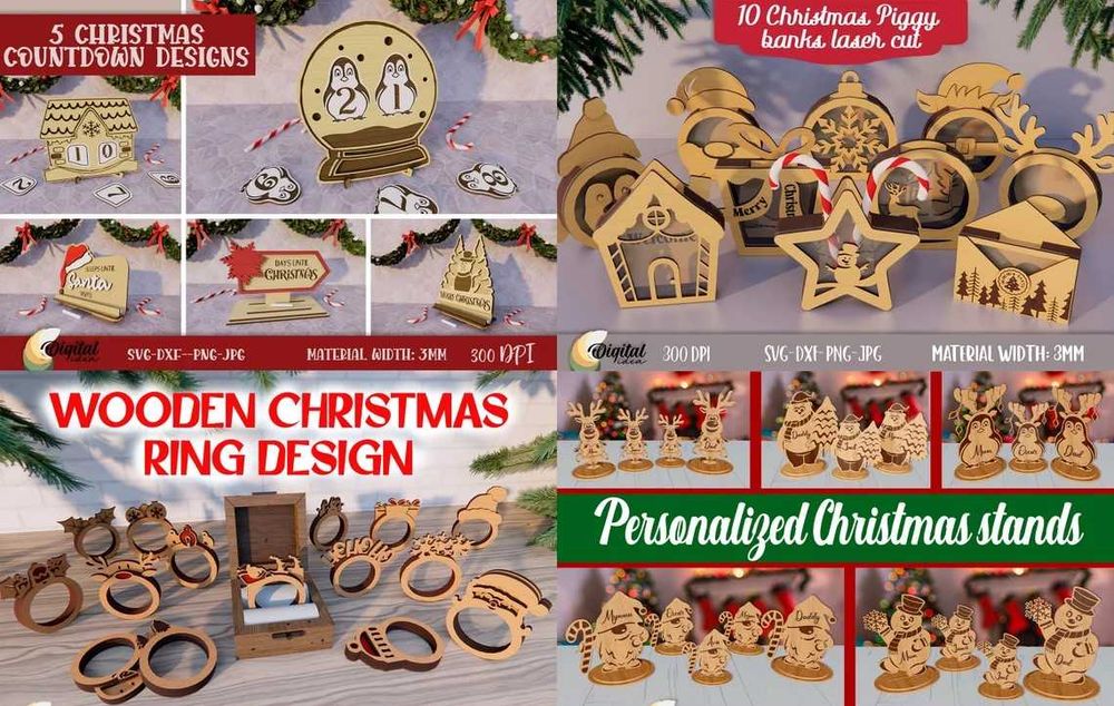 306 Ficheiros decorações de natal para máquinas a laser ,CNC, mdf