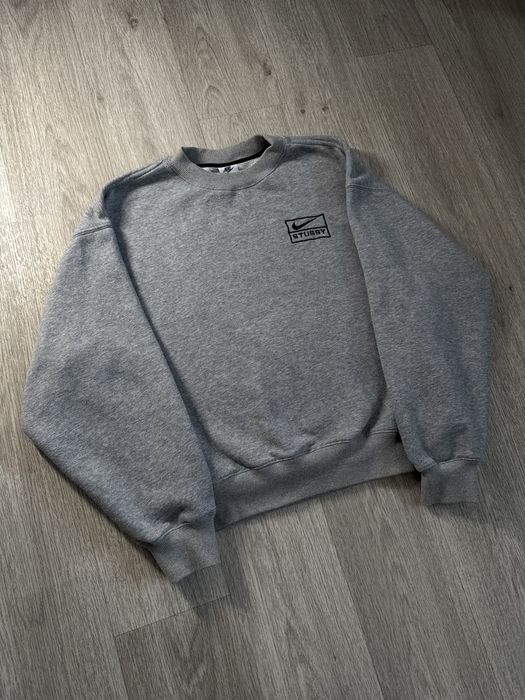Nike X Stussy Crew Grey Sweatshirt / Свитшот Найк Стусси Серый Nike x Stüssy