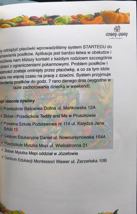 Oferta na żywienie dzieci w żłobkach i przedszkolach